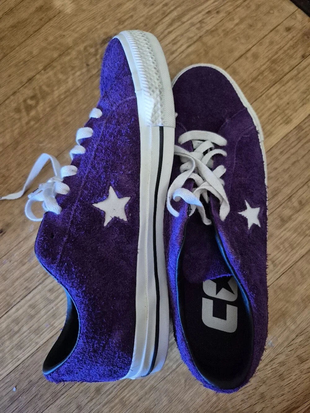 Converse Purple Suede Low Top Sneakers with White Accents